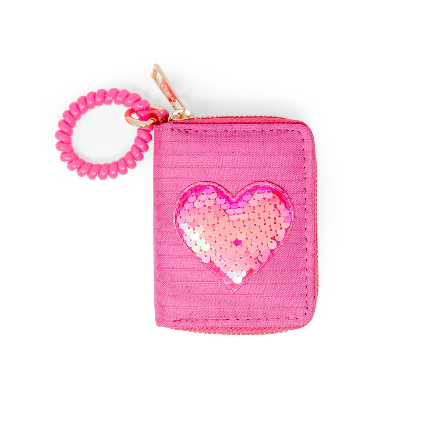 Sequin Heart Spiral Strap Wallet for Kids