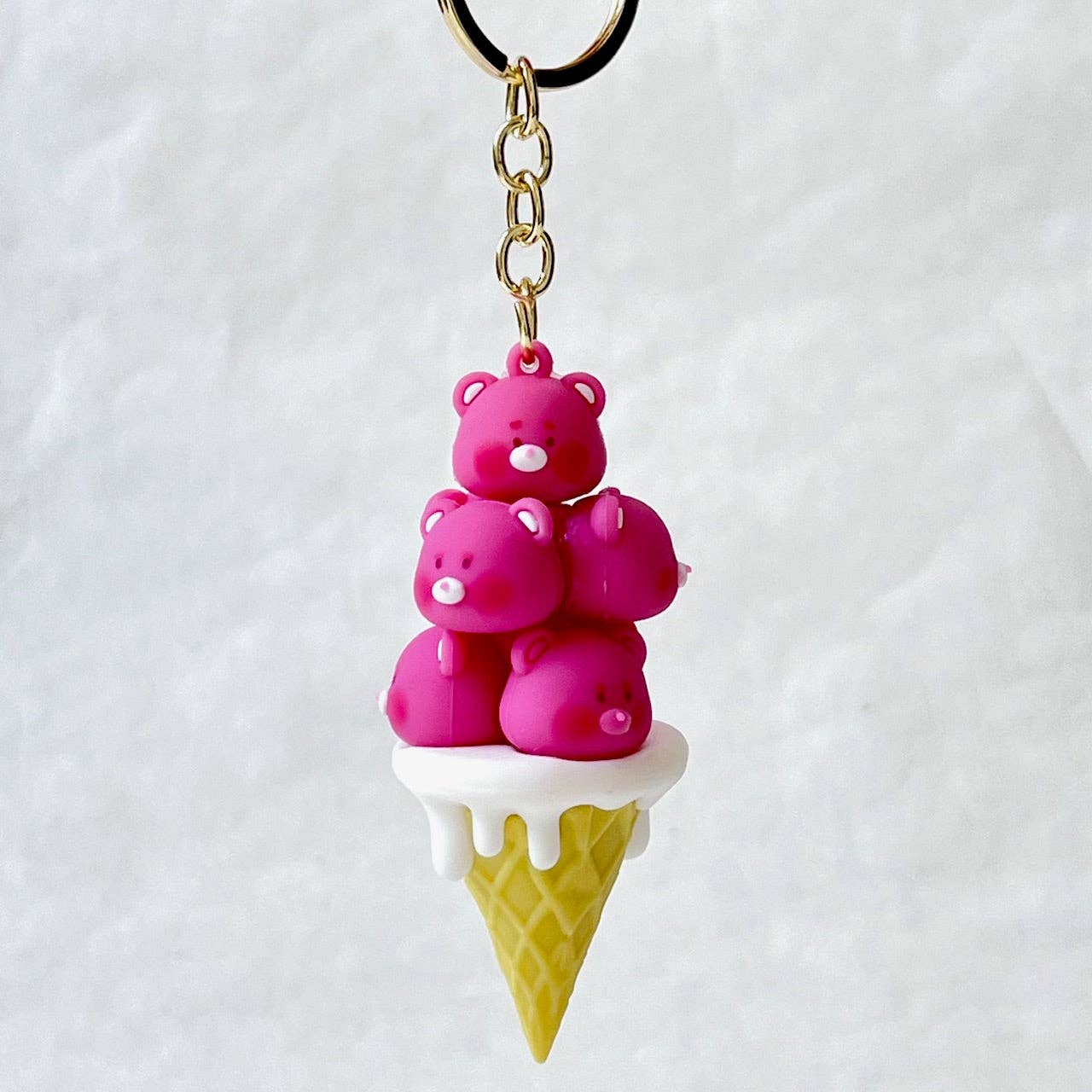 12174 PINK BEAR FAMILY KEY CHARM-12