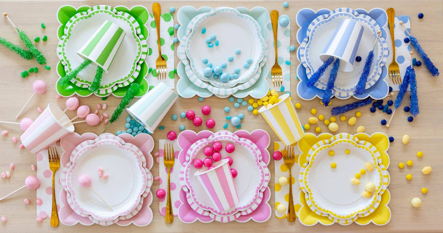 Pink Striped 9" Scallops Plate