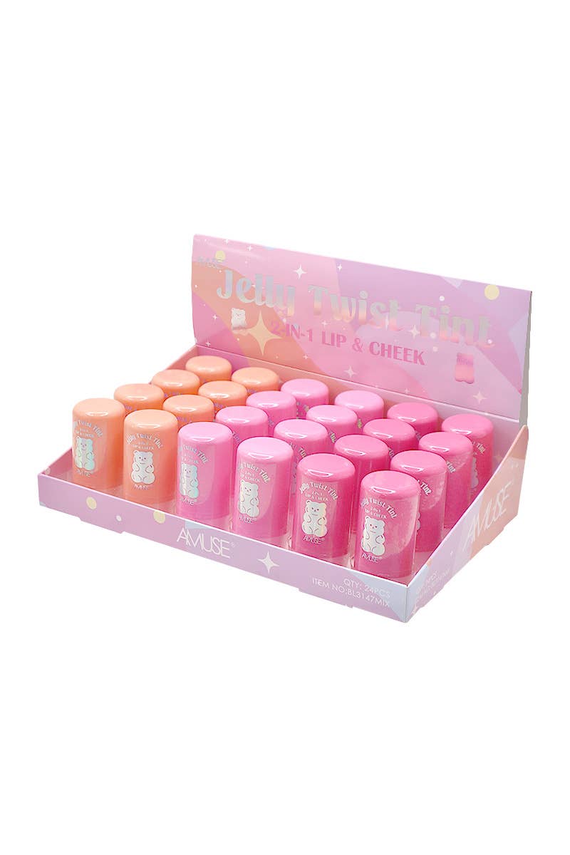 Amuse BL3147MIX Jelly Twist 2-in-1 Lip & Cheek Tint - 24 pcs
