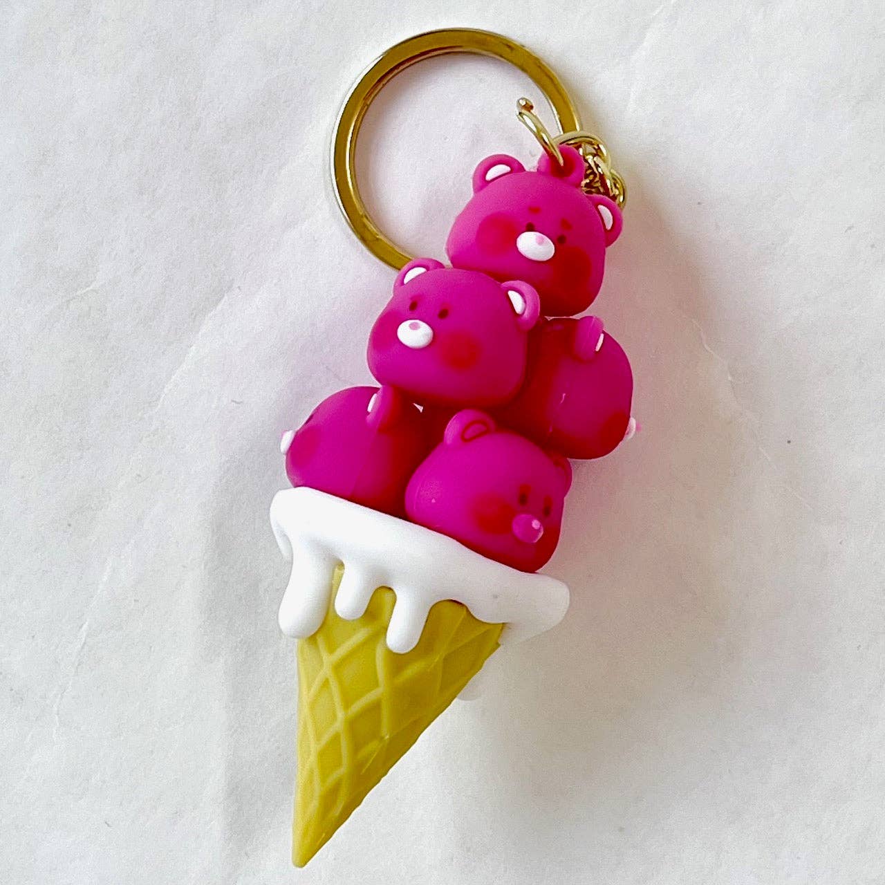 12174 PINK BEAR FAMILY KEY CHARM-12