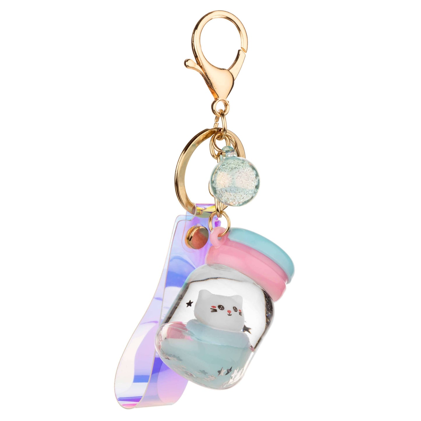 Slimey Cat Liquid Effect Sensory Keychain: Purple Slime Cat