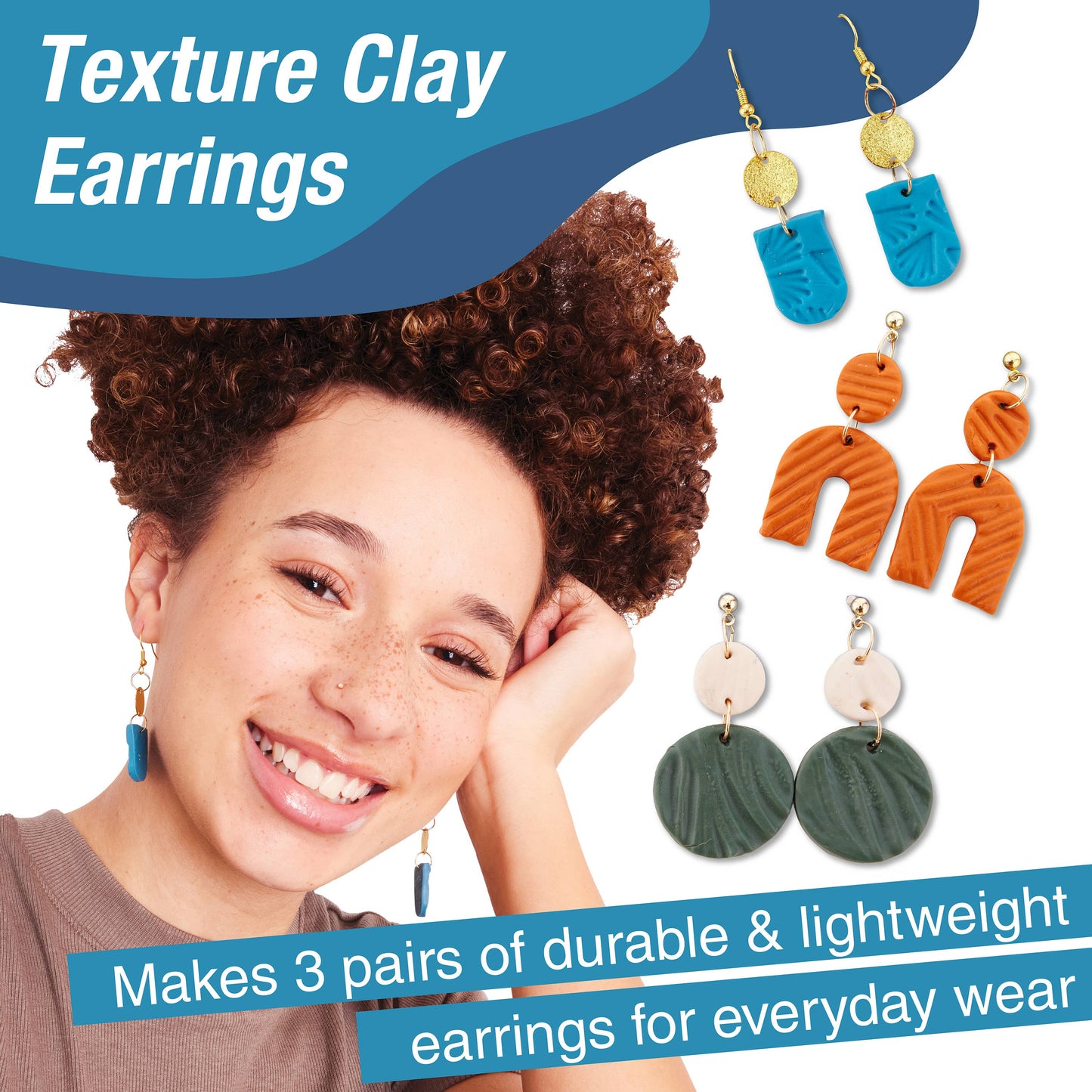 Texture Clay Earrings - Adult Craft Kit Makes 3 Pairs