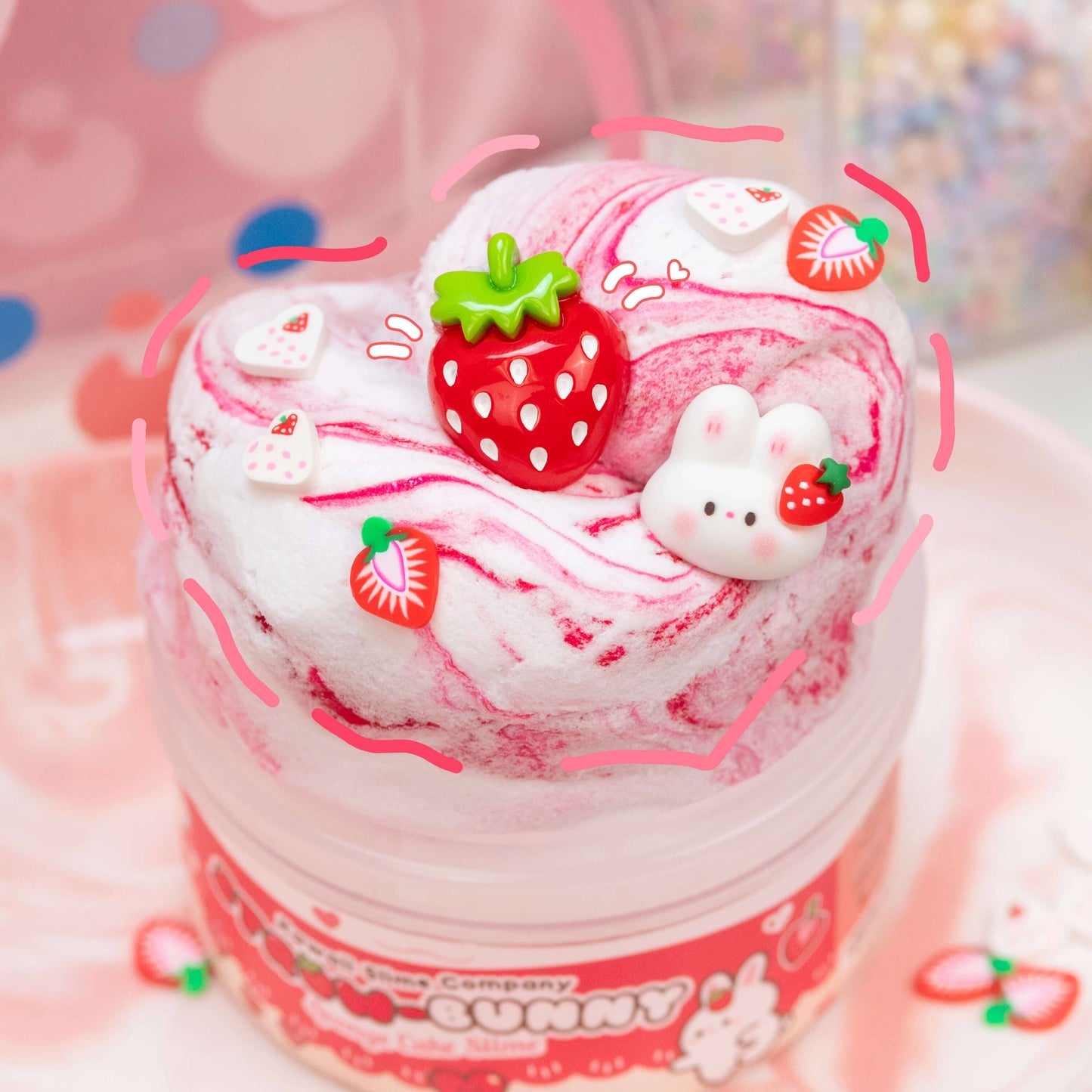 Straw-Bunny Sponge Cake Cloud Slime (4pcs/case)