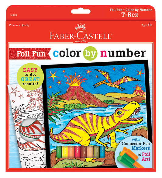 Marker Color by Number T-Rex Foil Fun Kit for Kids