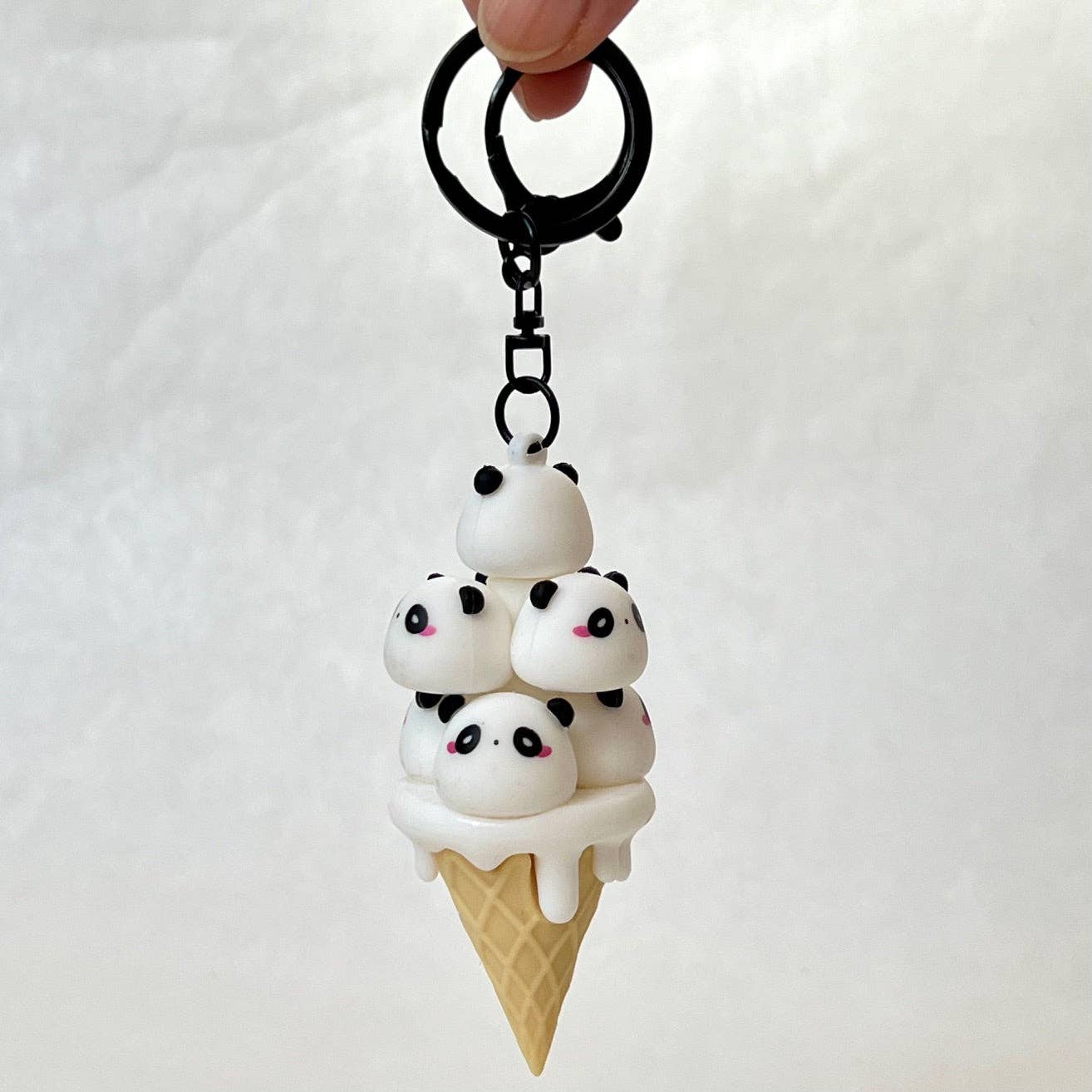 12163 PANDA CONE FAMILY KEY CHARM-12