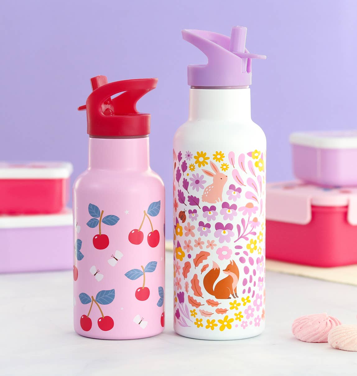 Kids stainless steel drink/water bottle: Cherries