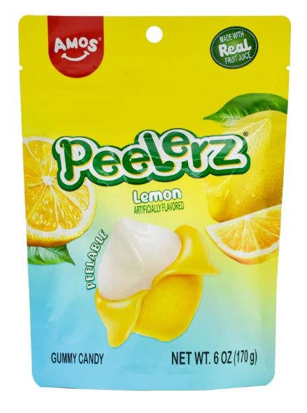 Amos Gummy Peelerz Lemon 6oz, 12ct