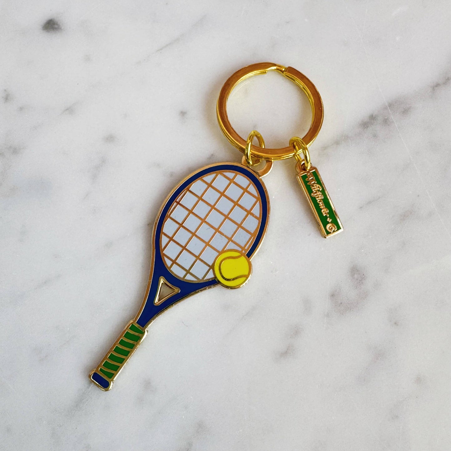Tennis Racket Enamel Keychain, ALL COLORS