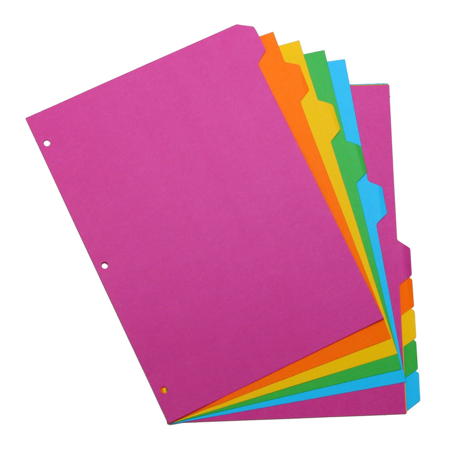 10-Part Bright Colored Divider 3-hole punched