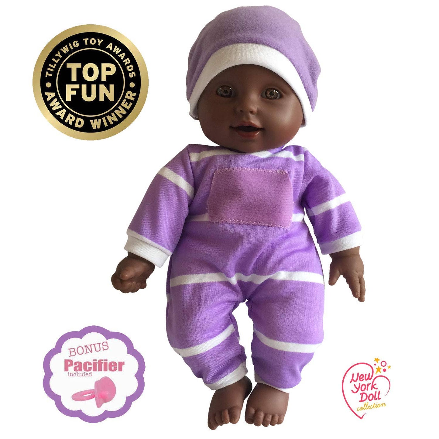 The New York Doll Collection 11" Doll Striped W/ Pacifier