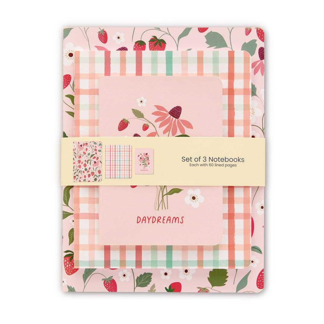Strawberry Daydreams Stitched Notebook Set