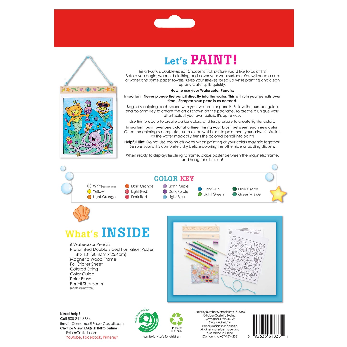 Paint by Numbers Mermaid Pets Hanging Wall Art Kit for Kids