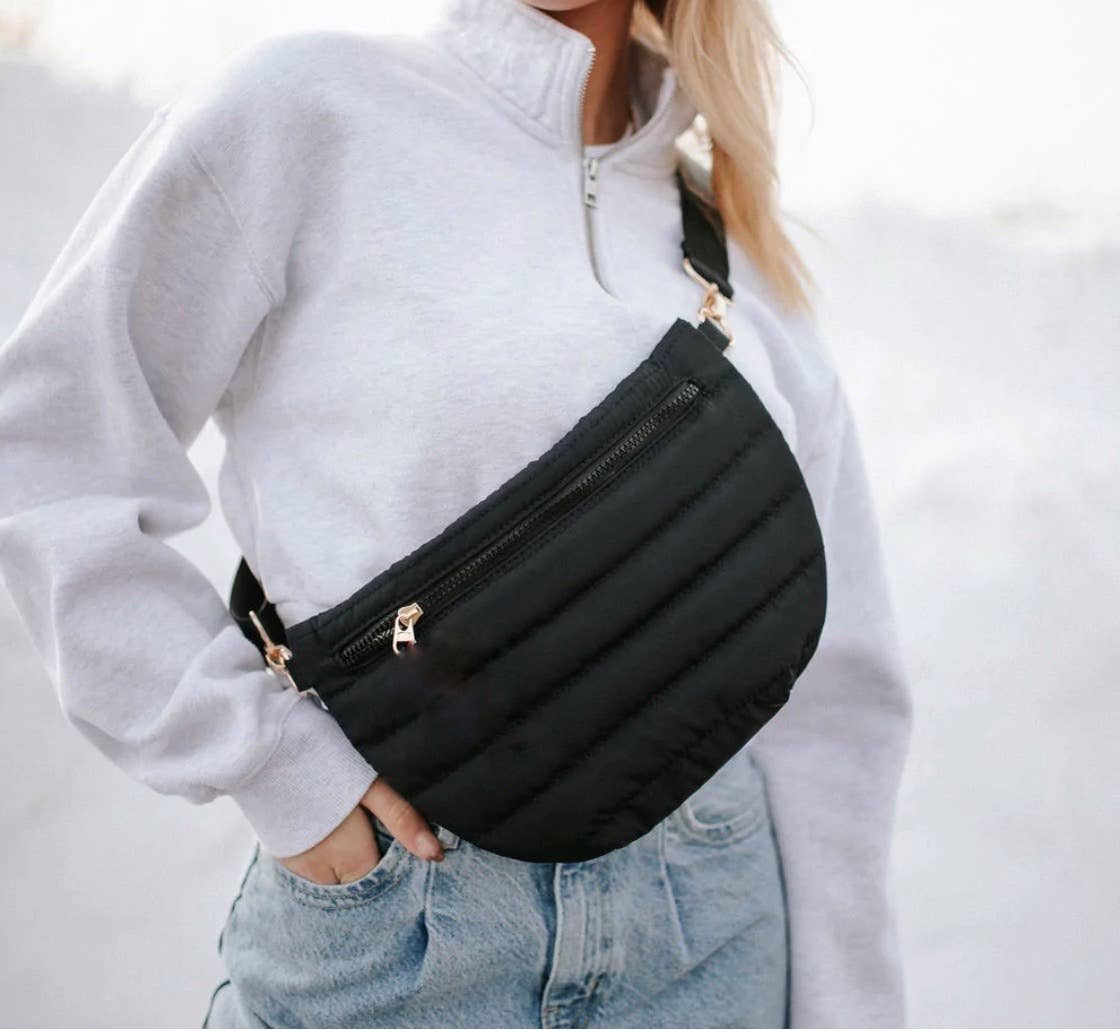 Pink Puffer Messenger Crossbody Shoulder Bag Purse
