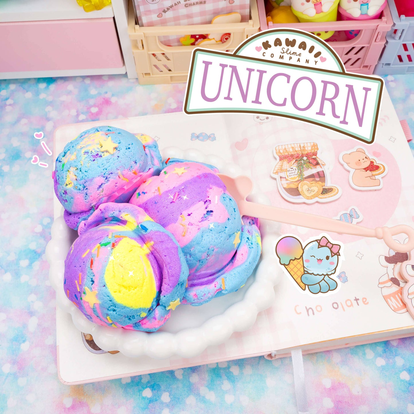 Unicorn Scented Ice Cream Pint Slime (5pcs/case)