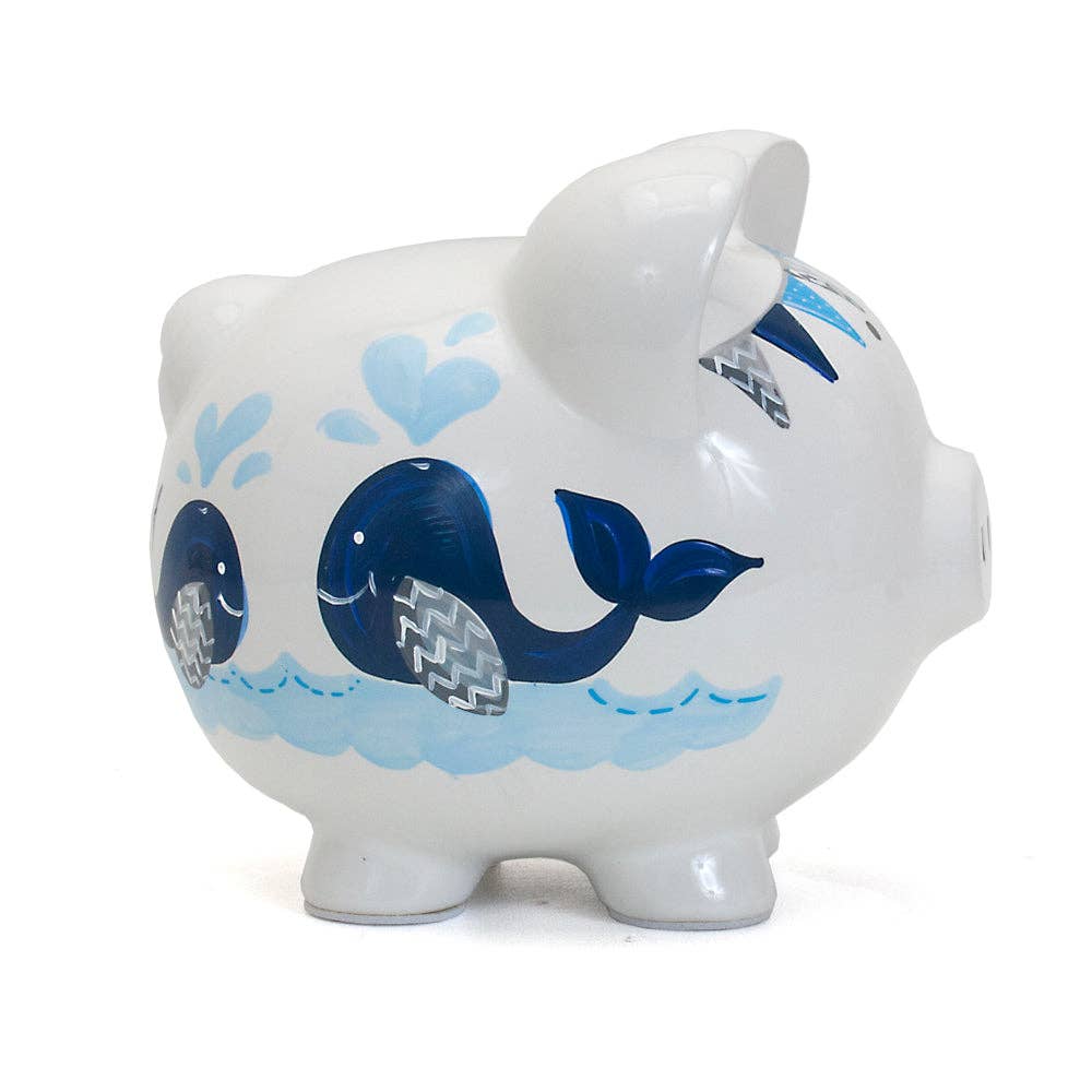 Blue Whale Handpainted Piggy Bank
