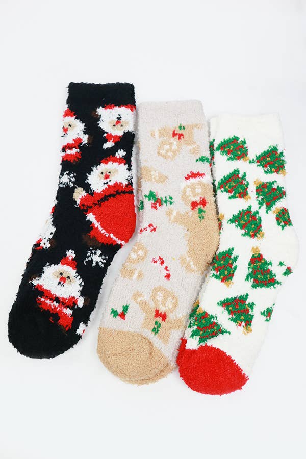 Plush Cozy Christmas Theme Socks