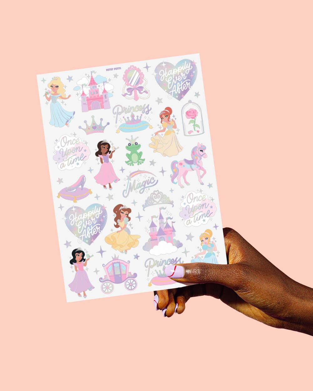Pastel Princess Party Foil Kids Temporary Tattoos,Bday Favor