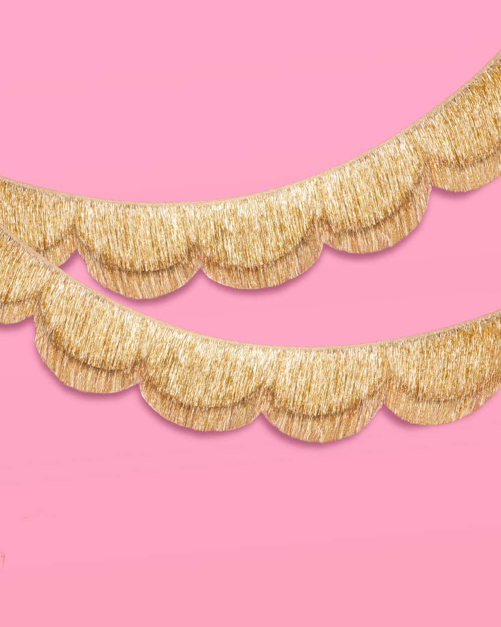 Stay Golden Fringe - scalloped banner, Tinsel, Golden birthday