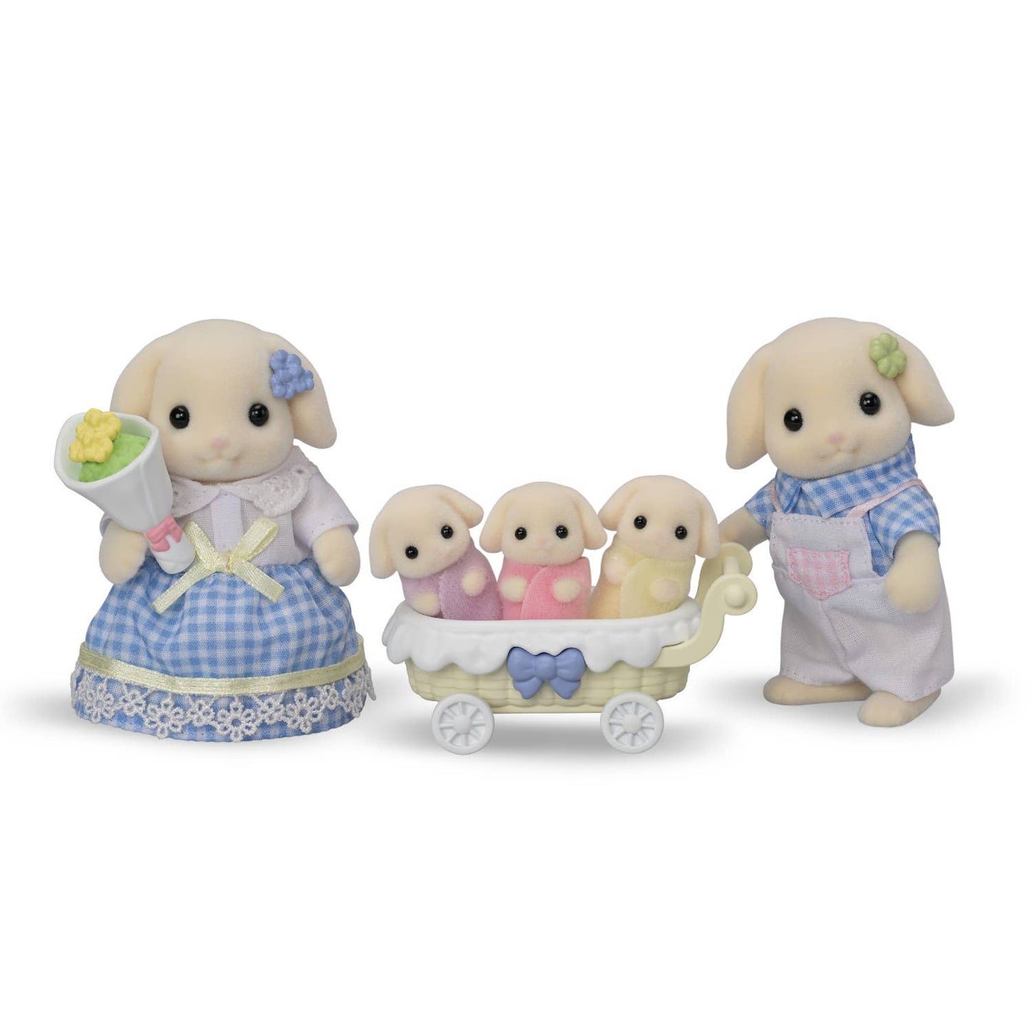Calico Critters Flora Rabbit Family, 4 Doll Figures