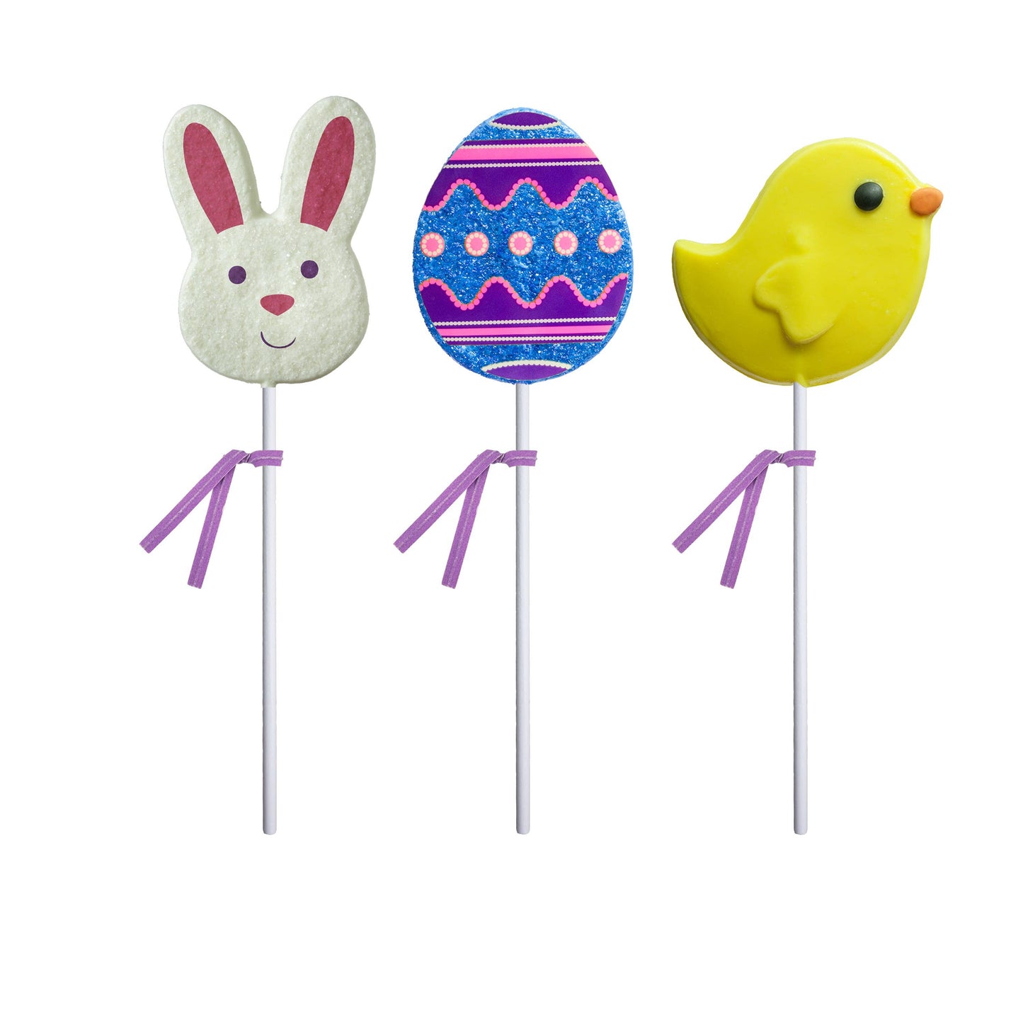 Easter Shaped Hard Candy Lollipops Bunny, Chicks & Eggs 24ct