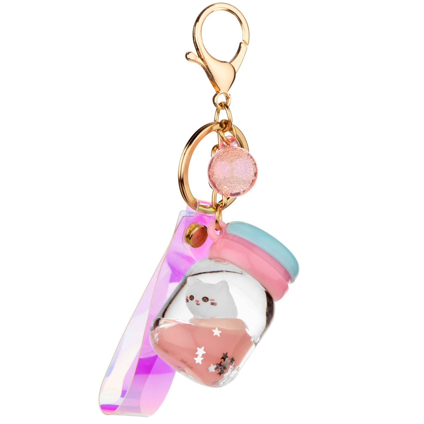 Slimey Cat Liquid Effect Sensory Keychain: Purple Slime Cat