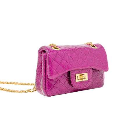 Classic Quilted Sparkle Mini Bag: Hot Pink