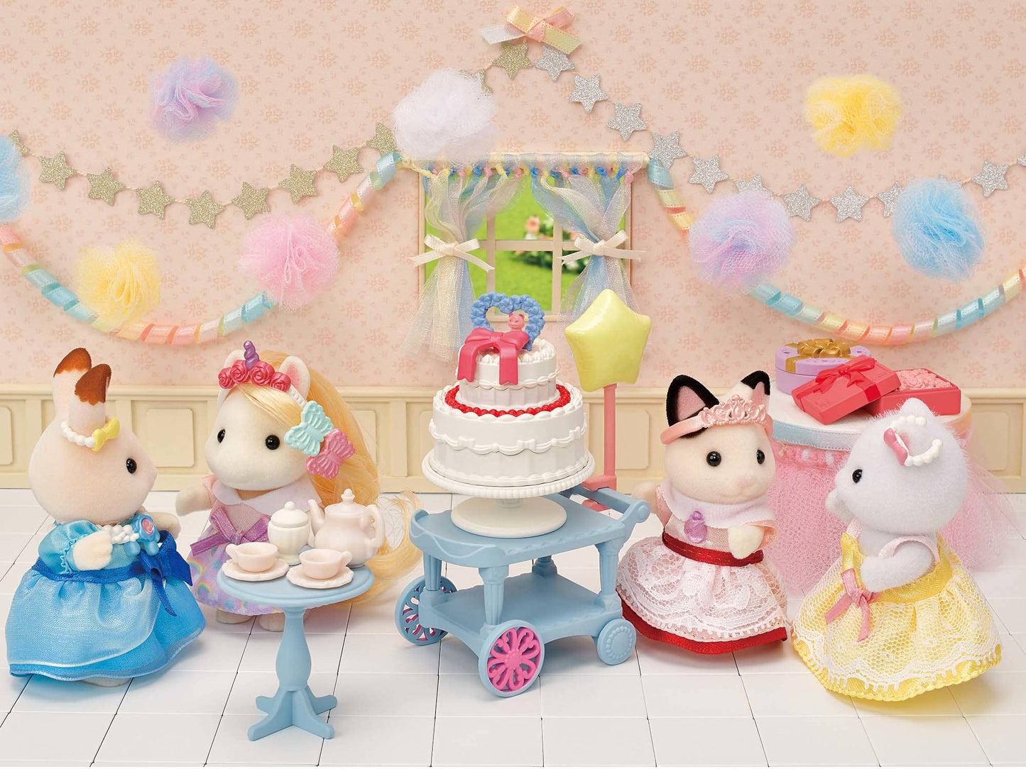 Calico Critters Tuxedo Cat Girl's Party Time Playset