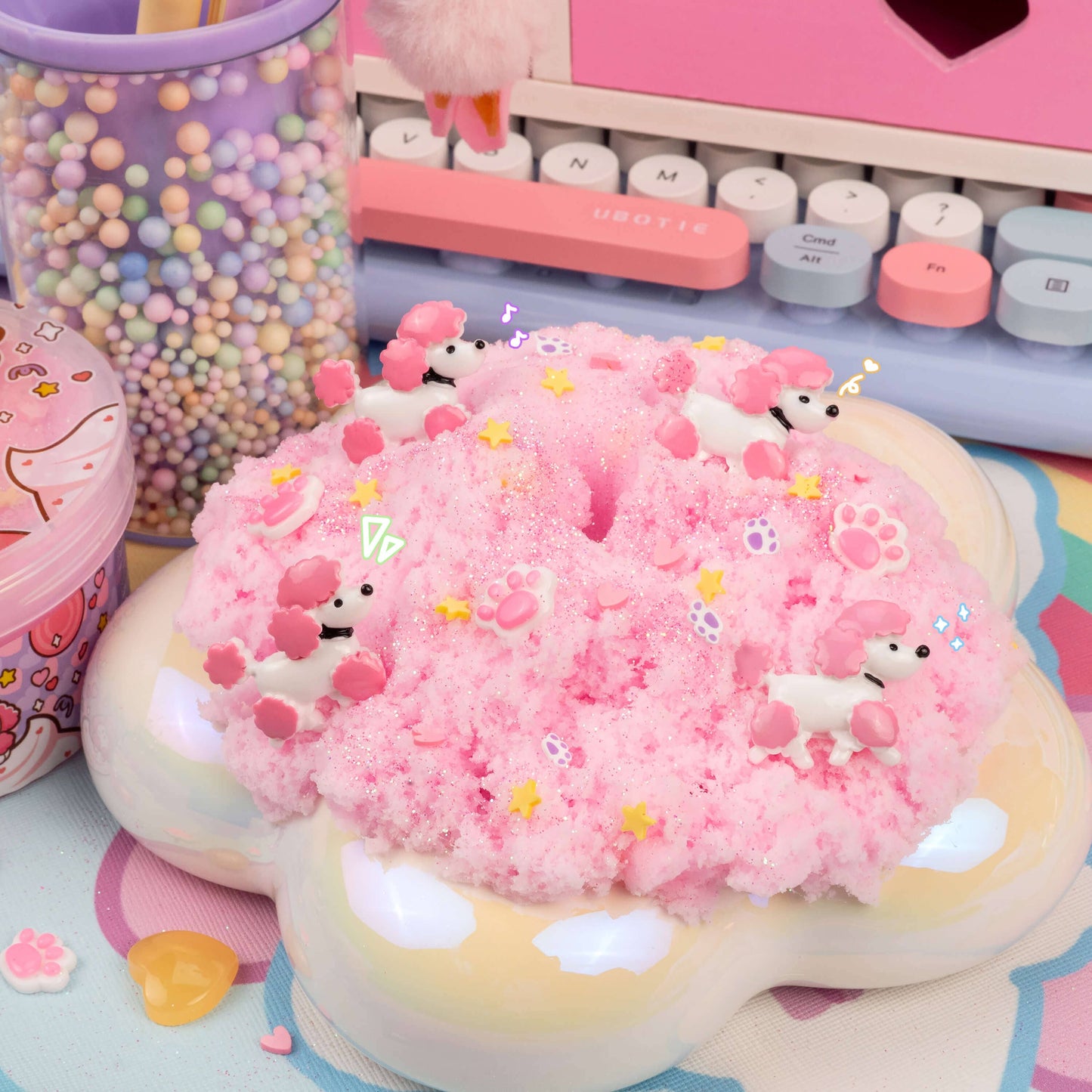Fuzzy Pink Poodle Cloud Slime