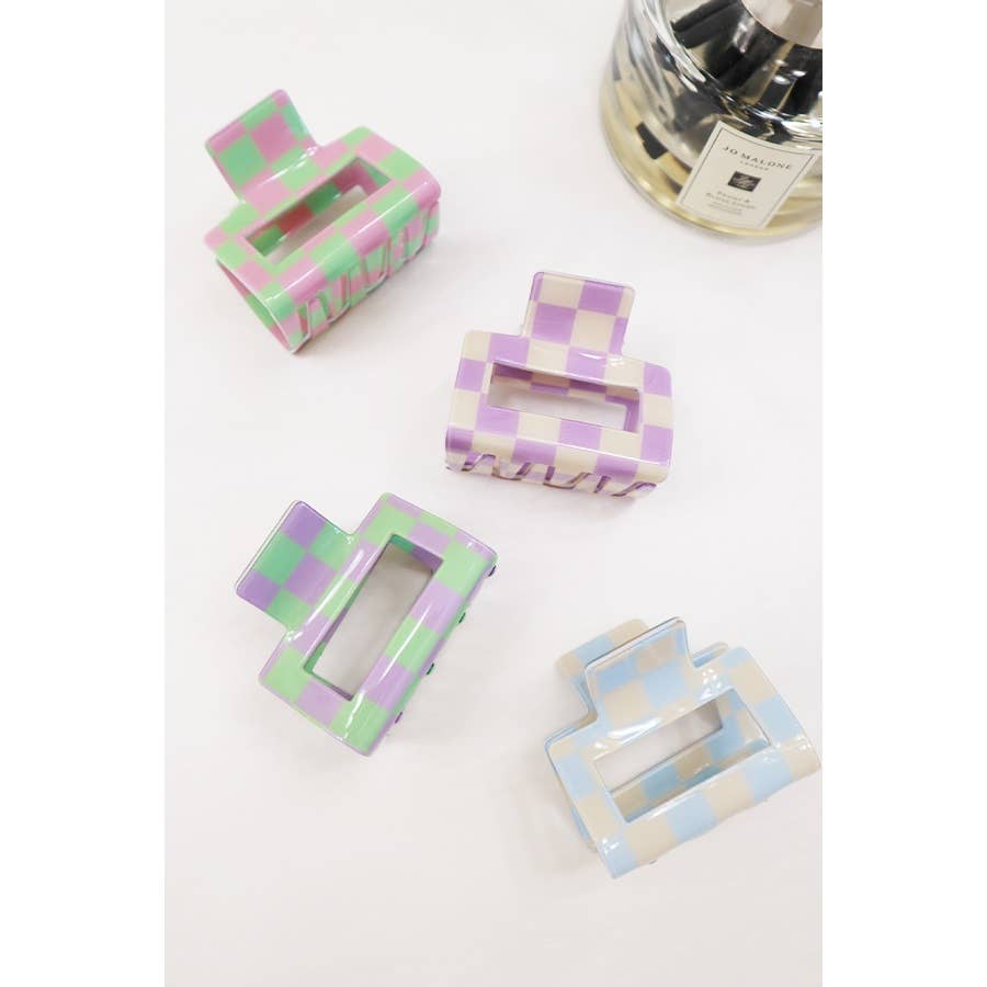 Colorful Checkered Hair Claw