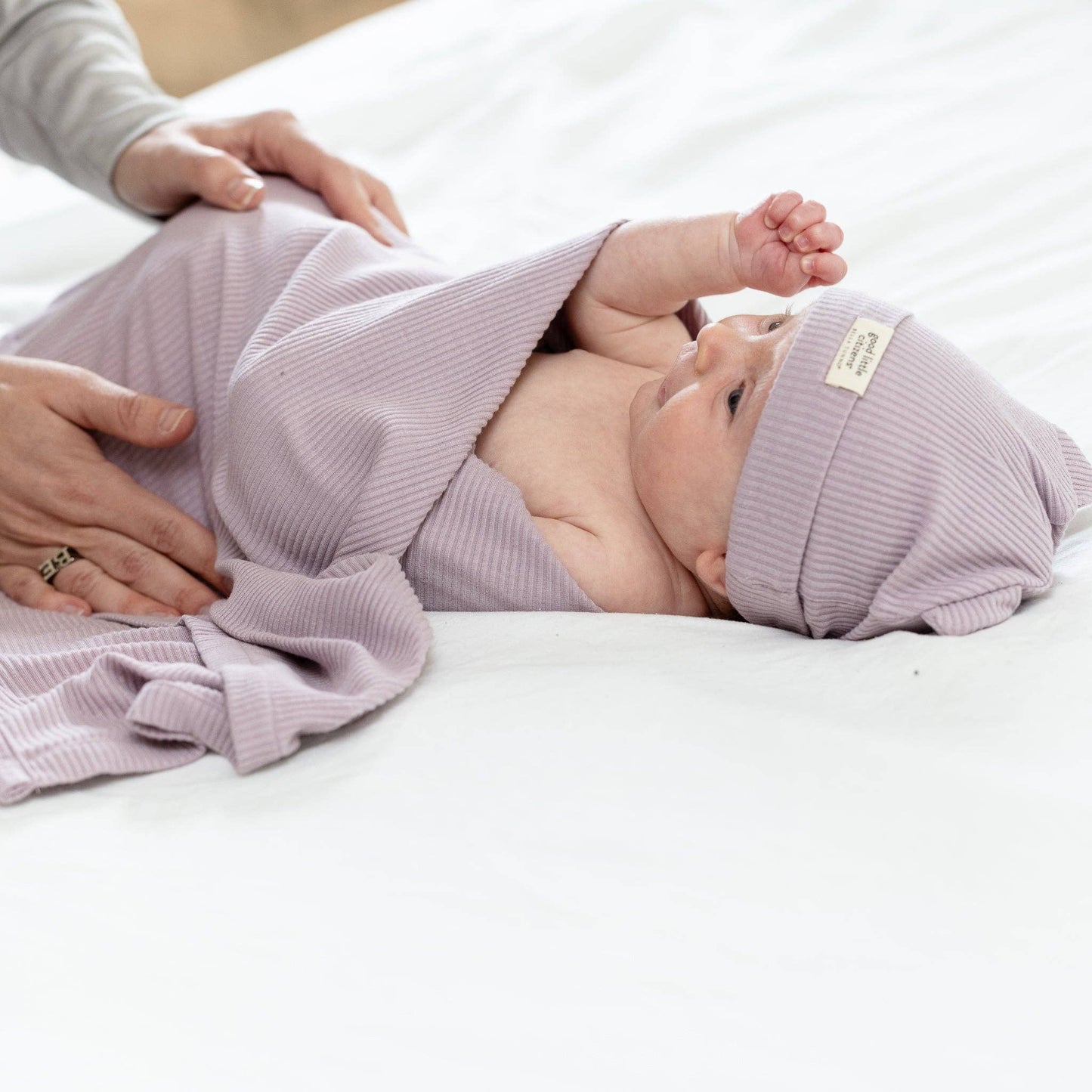 Orchid Rib Swaddle & Beanie Set